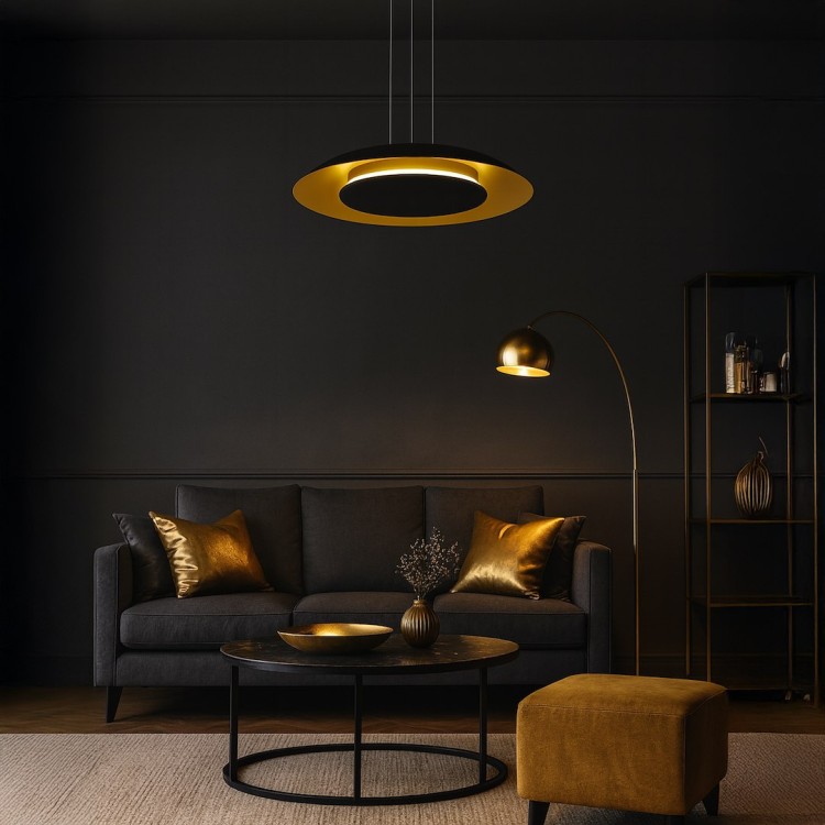 Lampa wisząca Piattino Czarny Złoty 30W LED 3000K-4000k-6000K ML1815 Milagro