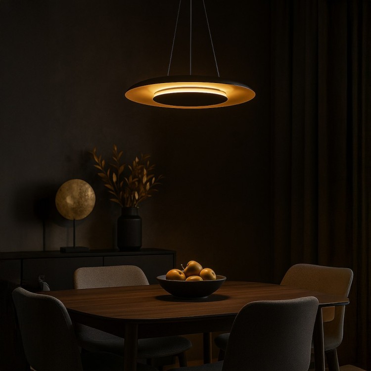 Lampa wisząca Piattino Czarny Złoty 30W LED 3000K-4000k-6000K ML1815 Milagro