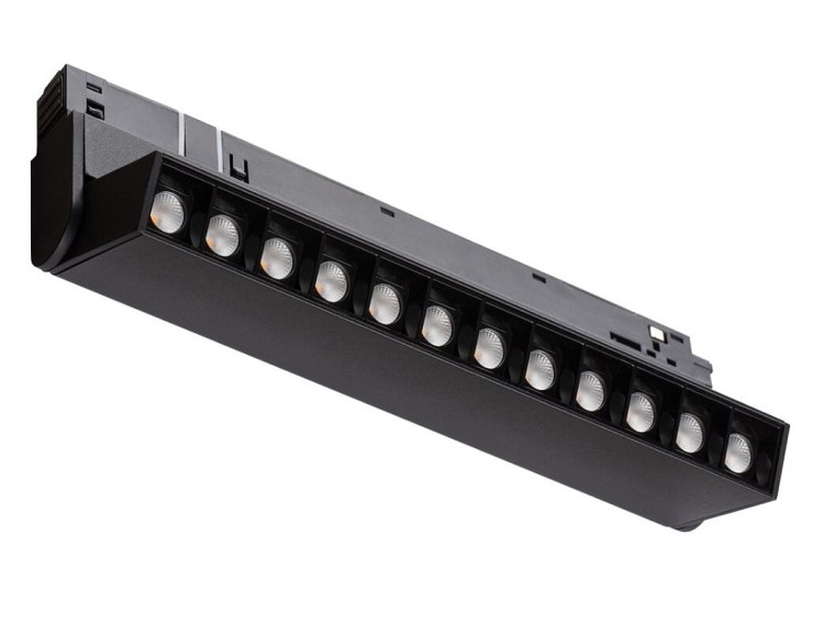 Oprawa Liniowa Lampa Raster LED 21cm 9W do Szynoprzewodu Szyny niskonapięciowy System LVM FOCUS OUT LED 10145 NOWODVORSKI Lighting 3000K Loft nowoczesna sufitowy ścienny oświetlenie szynowe listwa natynkowa podtynkowa zawieszana czarna Inspiracje Premium