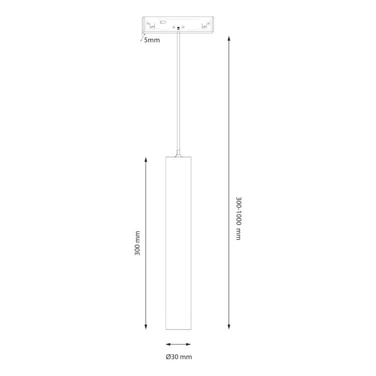 Magnetic track pendant tube 5mm 5W 4000K ML2157 Milagro
