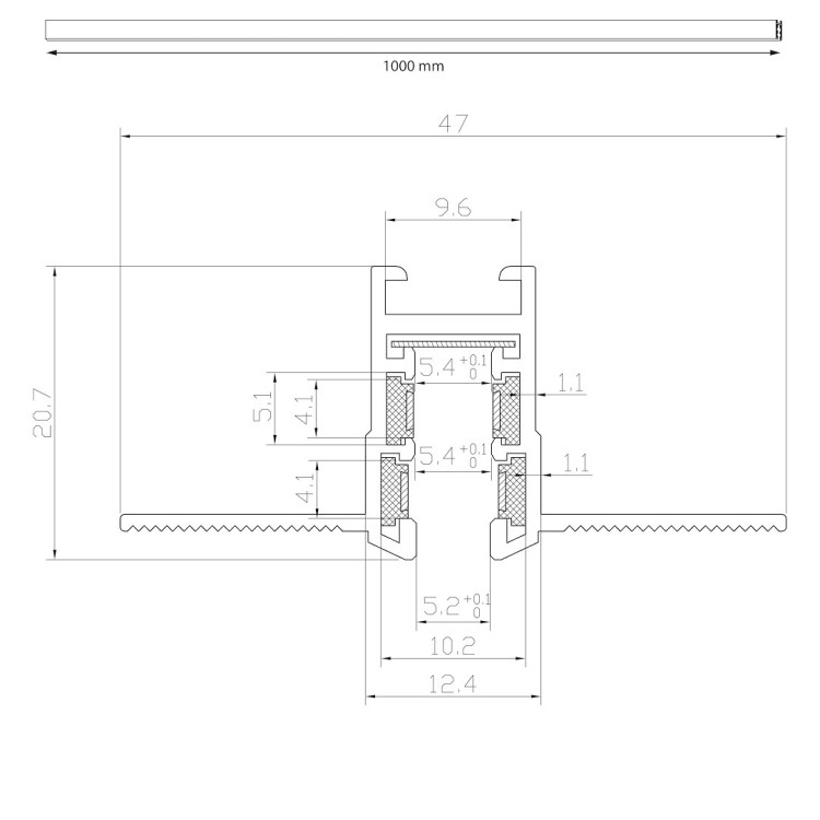 Szyna podtynk magnetic track 5mm 100cm ML2161 Milagro