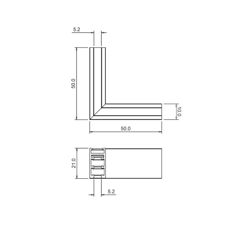 Narożnik natynk L bok magnetic track 5mm ML2165 Milagro