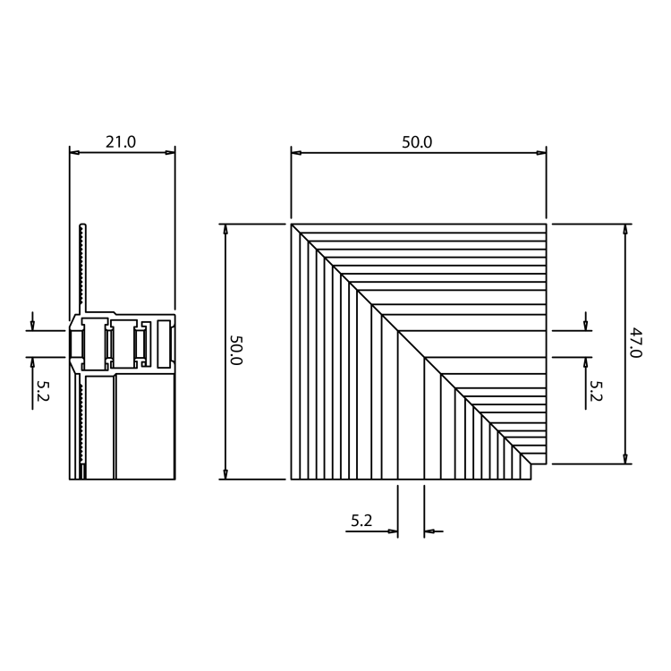 Narożnik podtynk L bok magnetic track 5mm ML2320 Milagro