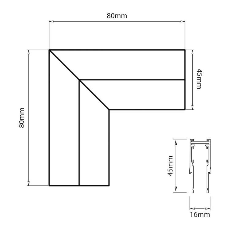 Narożnik natynk L góra dół magnetic track 10mm ML2183 Milagro