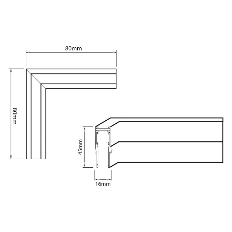 Narożnik natynk L bok magnetic track 10mm ML2184 Milagro