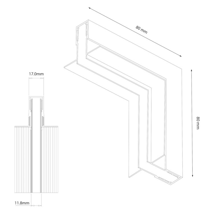 Narożnik podtynk góra dół magnetic track 10mm ML2187 Milagro