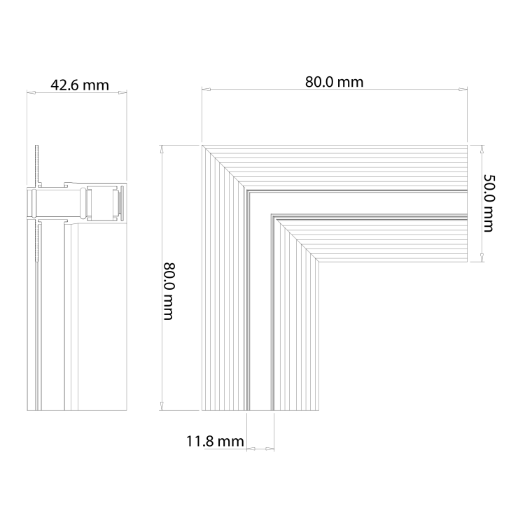 Narożnik podtynk L bok magnetic track 10mm ML2188 Milagro