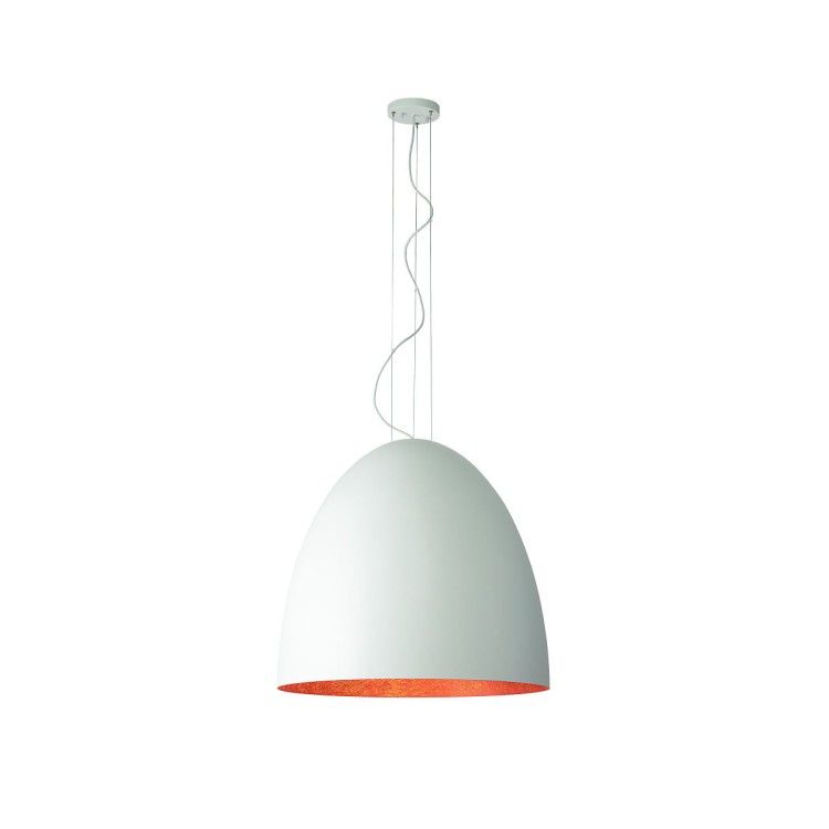 Lampa sufitowa wisząca Industrialna Loft EGG WHITE/COPPER XL 10325 NOWODVORSKI Lighting 7xE27 75cm oświetleniowa żyrandol nowoczesna do Kuchni Jadalni nad stół blat wyspę biało-miedziana biała miedź zwis Inspiracje Premium