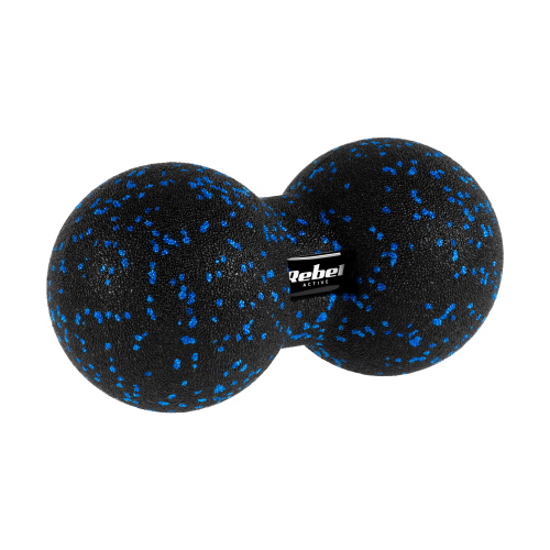 Duoball podwójna piłka do masażu 12cm, kolor czarno-niebieski, materiał EPP, REBEL ACTIVE RBA-3056-12