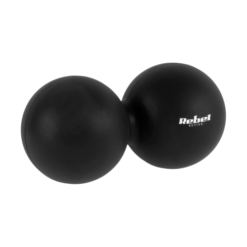 Duoball podwójna piłka do masażu 6.2cm, kolor czarny, materiał silikon, REBEL ACTIVE RBA-3058