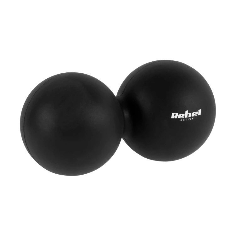 Duoball podwójna piłka do masażu 6.2cm, kolor czarny, materiał silikon, REBEL ACTIVE RBA-3058