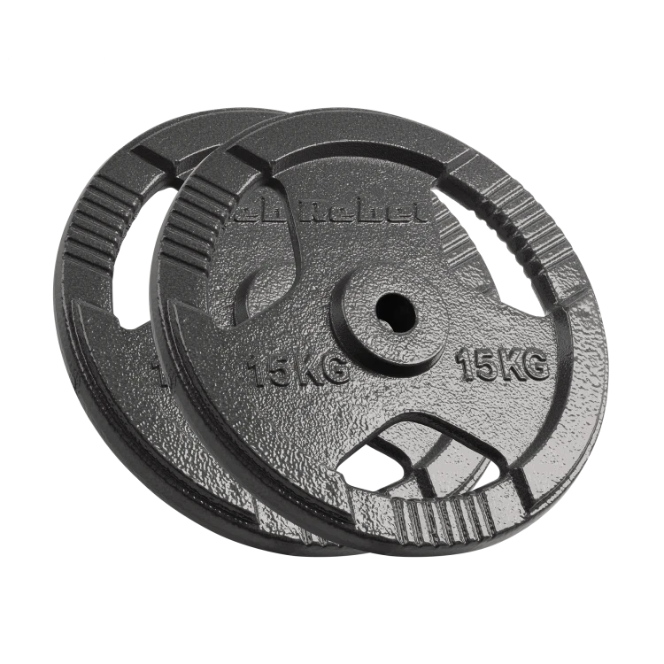 Obciążenie żeliwne zestaw 2x15kg, otwór 31mm, talerz z uchwytami, REBEL ACTIVE RBA-2136