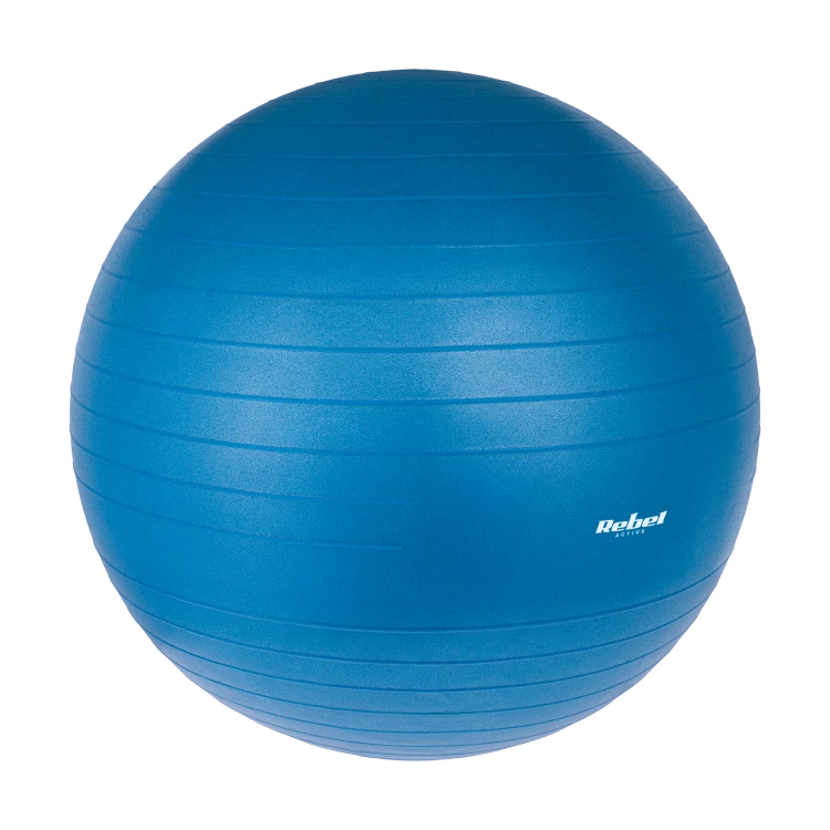 Piłka gimnastyczna rehabilitacyjna 65cm z pompką ręczną, kolor niebieski, REBEL ACTIVE RBA-3101-BL