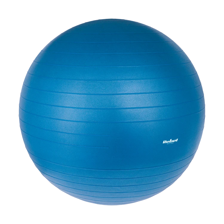 Piłka gimnastyczna rehabilitacyjna 75cm z pompką ręczną, kolor niebieski, REBEL ACTIVE RBA-3102-BL