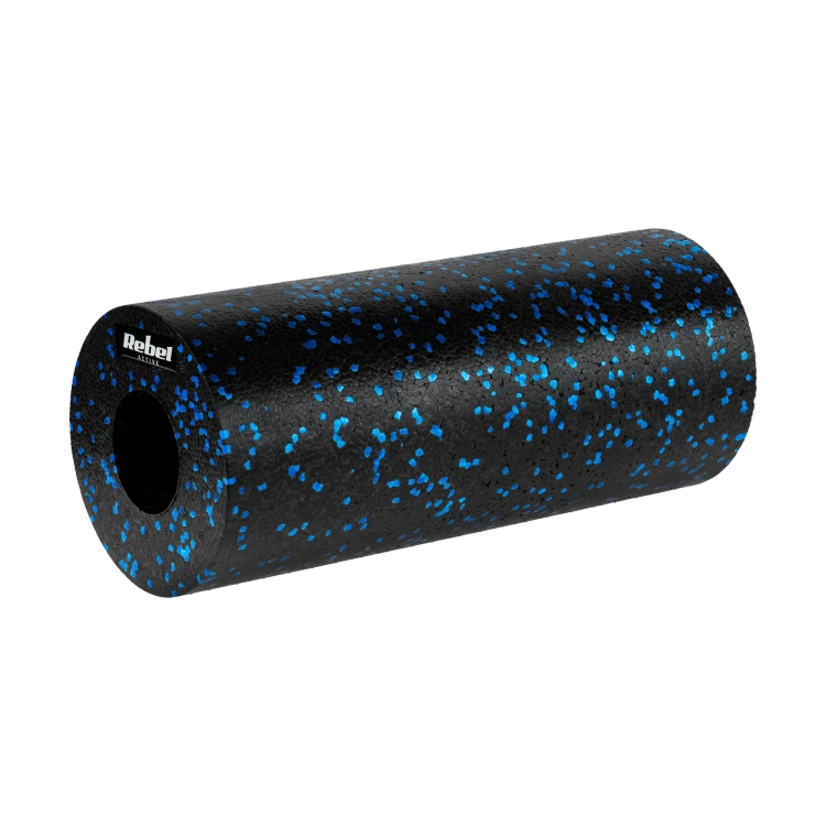 Zestaw wałek do masażu, mini roller, 2 piłki, 2 duoball-e, 6 elementów, kolor czarno-niebieski, materiał EPP, REBEL ACTIVE RBA-3054-S6