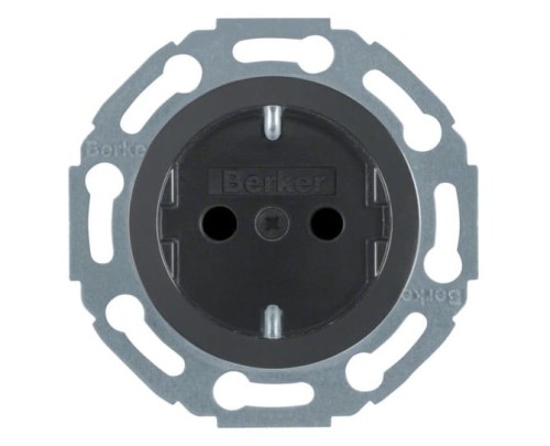 Gniazdo pojedyncze zasilające SCHUKO Czarne Serie 1930 475501 HAGER BERKER z przesłoną styków kontakt czarny