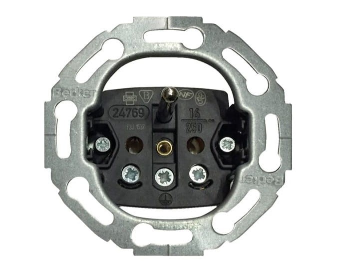 Gniazdo pojedyncze zasilające z uziemieniem Mechanizm gniazda one.platform Serie okrągłe 396765 HAGER BERKER z/u kontakt 1930