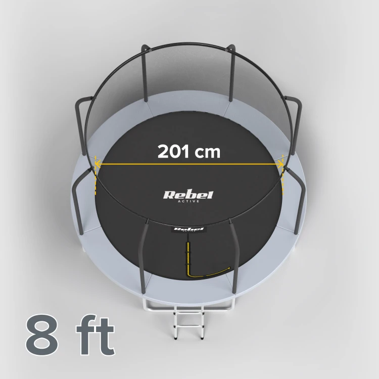 Trampolina Rebel Active PRO 8ft/244 cm, siatka, drabinka RBA-8001