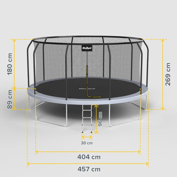 Trampolina Rebel Active PRO 15ft/457 cm, siatka, drabinka RBA-8005