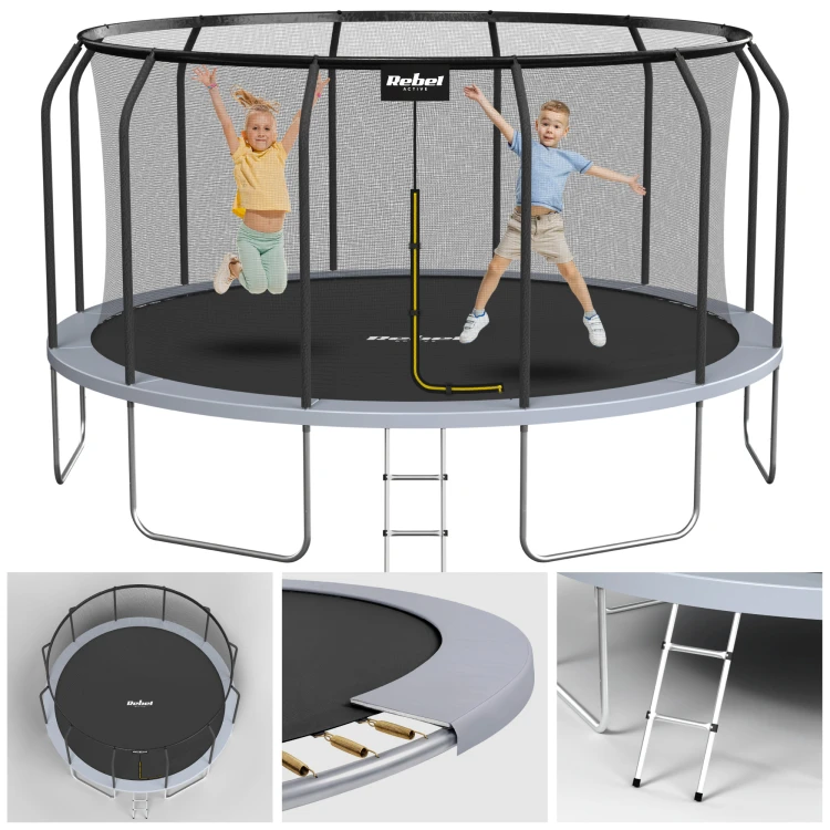 Trampolina Rebel Active PRO 12ft/366 cm, siatka, drabinka RBA-8003