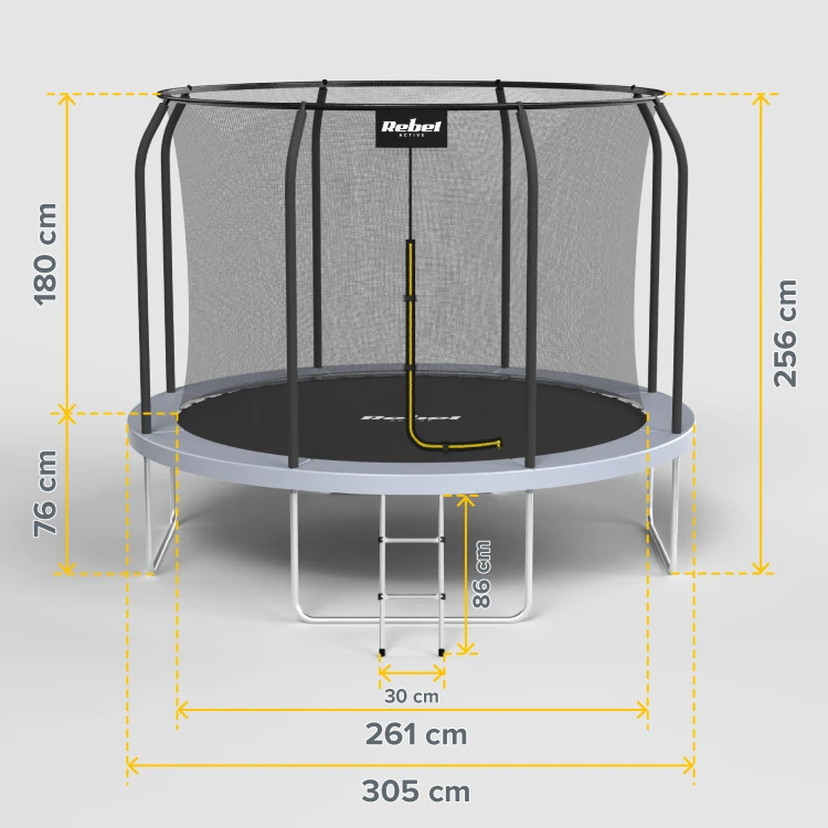 Trampolina Rebel Active PRO 10ft/305 cm, siatka, drabinka RBA-8002