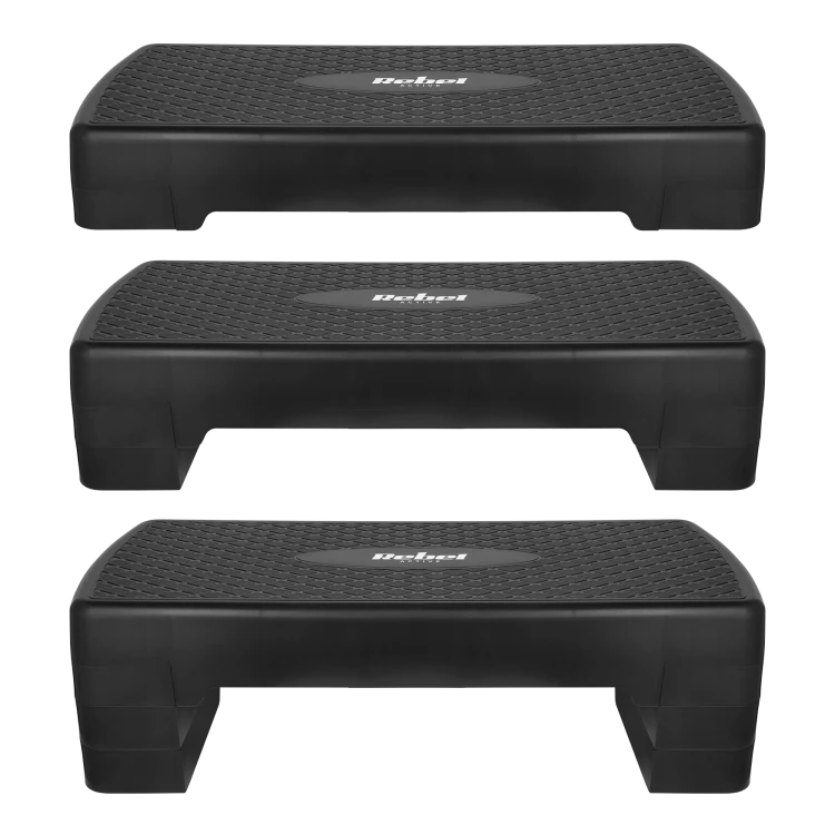 Step do aerobiku i ćwiczeń fitness, 3 stopnie, 68cm, czarny, REBEL ACTIVE RBA-3227-BK