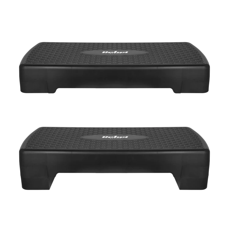 Step do aerobiku i ćwiczeń fitness, 2 stopnie, 68cm, czarny, REBEL ACTIVE RBA-3228-BK