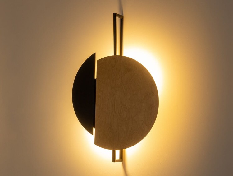 Lampa ścienna Kinkiet Industrialny Loft SUNSET NATURAL C 10578 NOWODVORSKI Lighting GX53 x2 okrąg drewniany nowoczesna oprawa oświetleniowa metal drewno sklejka podwójny Inspiracje Premium