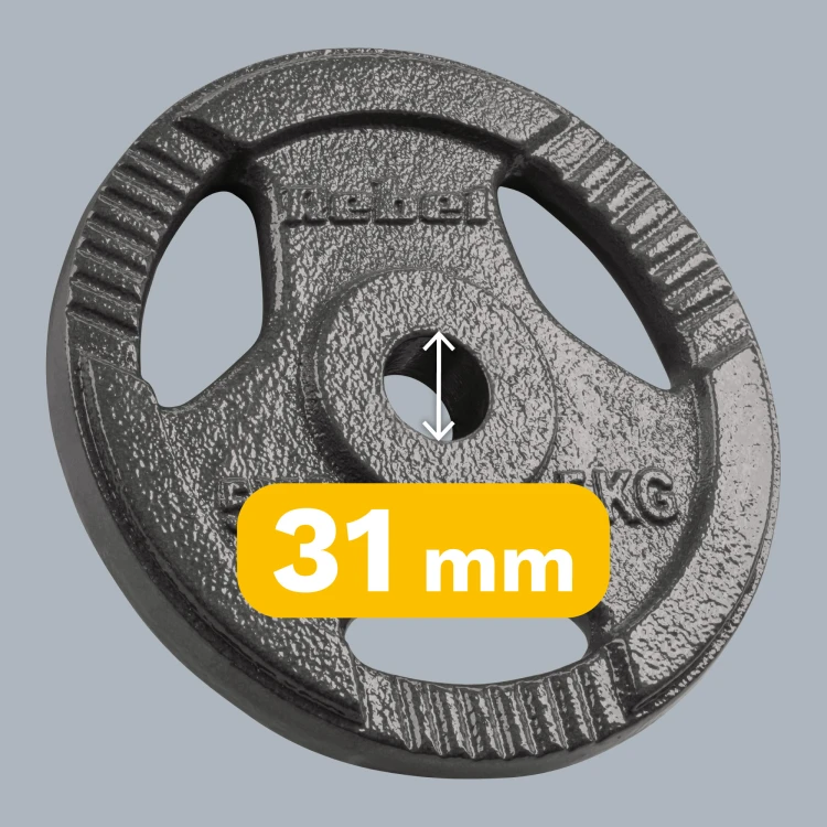 Obciążenie żeliwne zestaw 4x5kg, otwór 31mm, talerz z uchwytami, REBEL ACTIVE RBA-2134