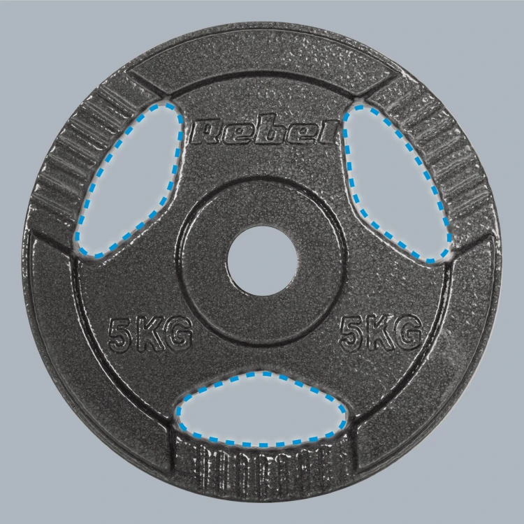 Obciążenie żeliwne zestaw 4x5kg, otwór 31mm, talerz z uchwytami, REBEL ACTIVE RBA-2134