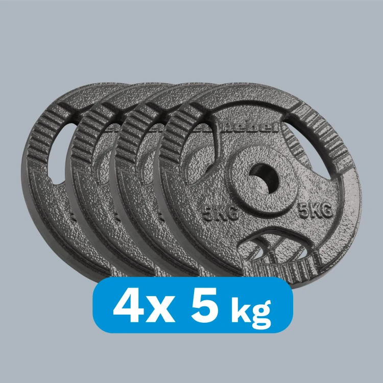 Obciążenie żeliwne zestaw 4x5kg, otwór 31mm, talerz z uchwytami, REBEL ACTIVE RBA-2134