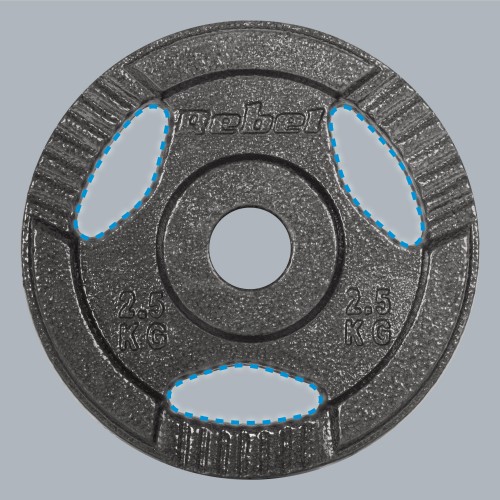Obciążenie żeliwne zestaw 4x2.5kg, otwór 31mm, talerz z uchwytami, REBEL ACTIVE RBA-2133