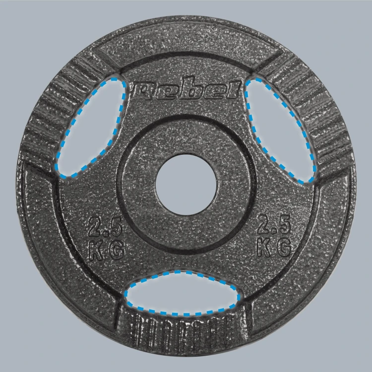 Obciążenie żeliwne zestaw 4x2.5kg, otwór 31mm, talerz z uchwytami, REBEL ACTIVE RBA-2133