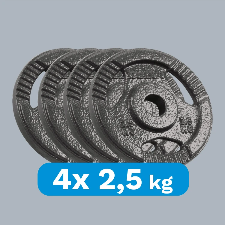 Obciążenie żeliwne zestaw 4x2.5kg, otwór 31mm, talerz z uchwytami, REBEL ACTIVE RBA-2133