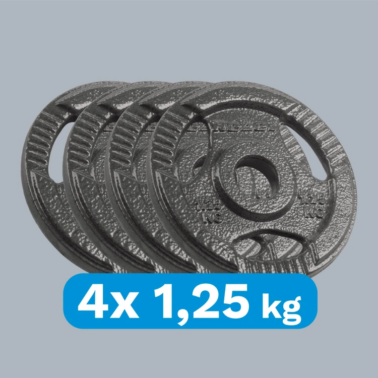 Obciążenie żeliwne zestaw 4x1.25kg, otwór 31mm, talerz z uchwytami, REBEL ACTIVE RBA-2132