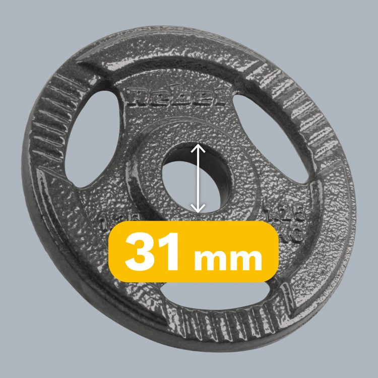 Obciążenie żeliwne zestaw 4x1.25kg, otwór 31mm, talerz z uchwytami, REBEL ACTIVE RBA-2132