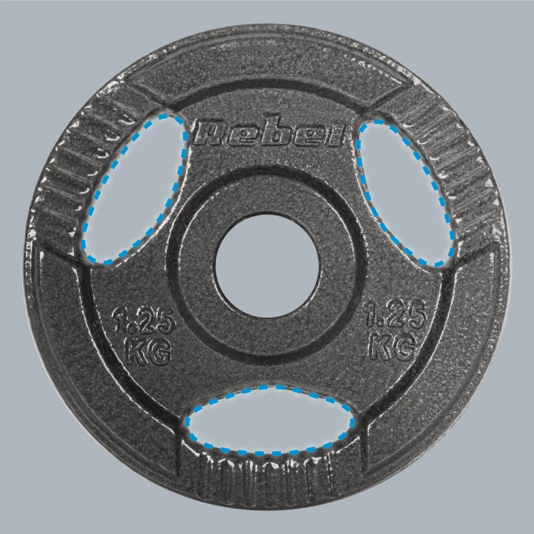 Obciążenie żeliwne zestaw 4x1.25kg, otwór 31mm, talerz z uchwytami, REBEL ACTIVE RBA-2132