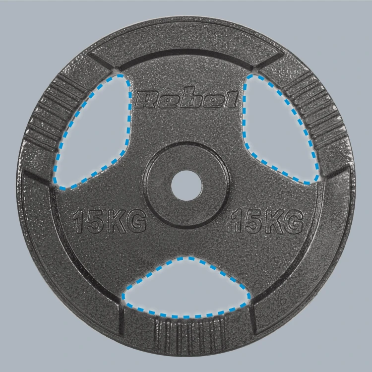 Obciążenie żeliwne zestaw 2x15kg, otwór 31mm, talerz z uchwytami, REBEL ACTIVE RBA-2136