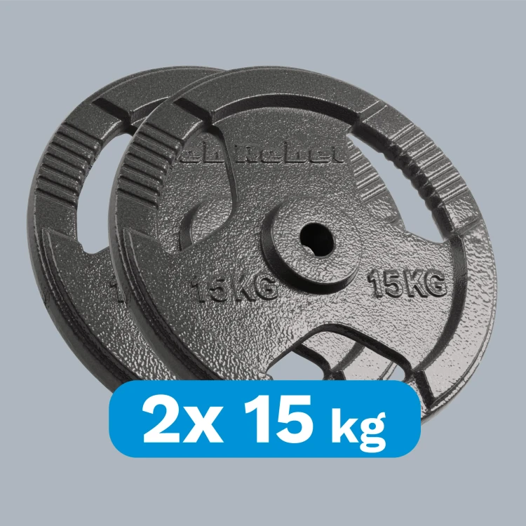 Obciążenie żeliwne zestaw 2x15kg, otwór 31mm, talerz z uchwytami, REBEL ACTIVE RBA-2136