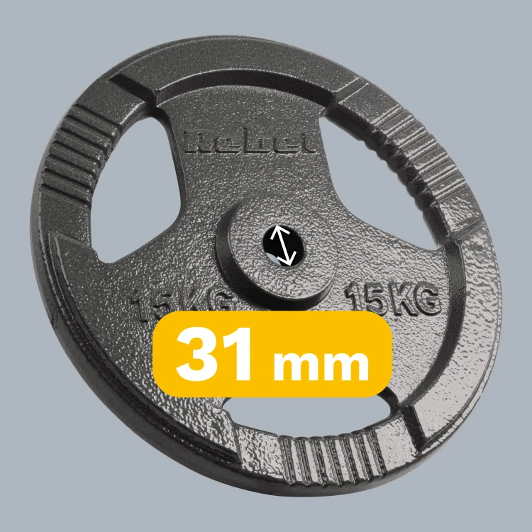 Obciążenie żeliwne zestaw 2x15kg, otwór 31mm, talerz z uchwytami, REBEL ACTIVE RBA-2136
