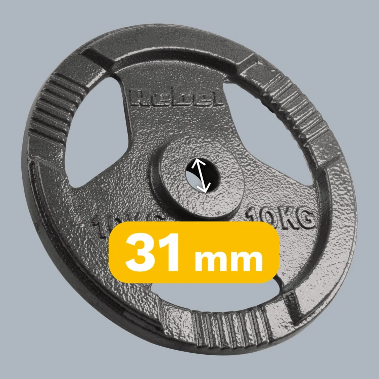 Obciążenie żeliwne zestaw 2x10kg, otwór 31mm, talerz z uchwytami, REBEL ACTIVE RBA-2135