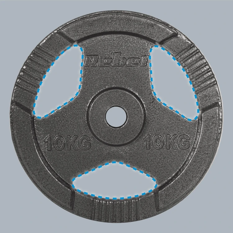 Obciążenie żeliwne zestaw 2x10kg, otwór 31mm, talerz z uchwytami, REBEL ACTIVE RBA-2135