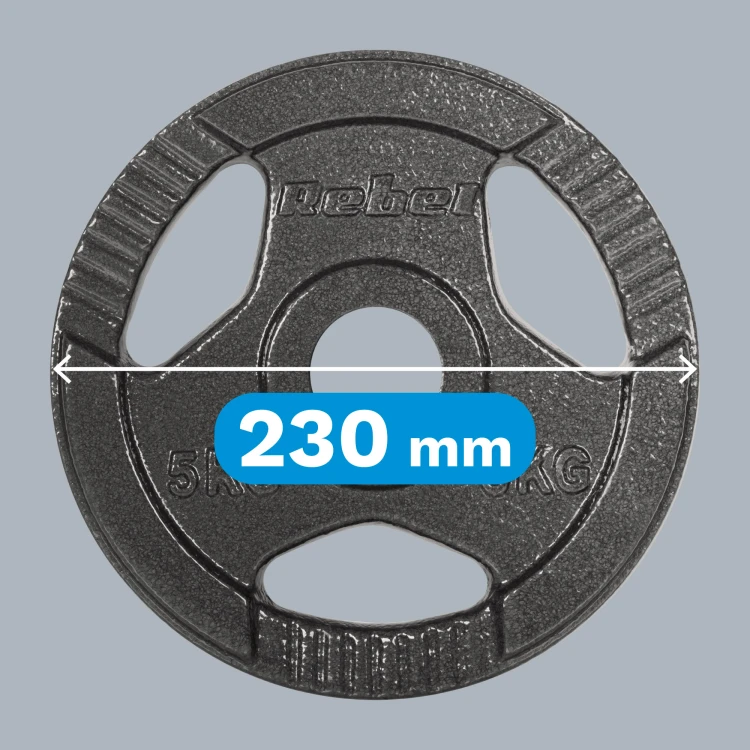 Obciążenie żeliwne olimpijskie zestaw 4x5kg, otwór 51mm, talerz z uchwytami, REBEL ACTIVE RBA-2143-05