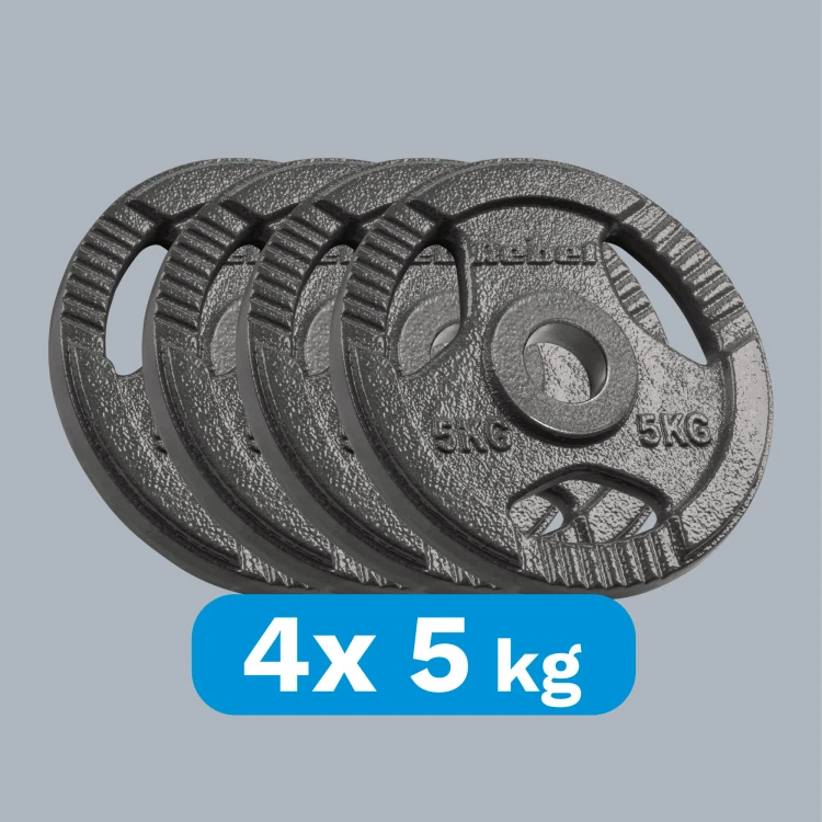 Obciążenie żeliwne olimpijskie zestaw 4x5kg, otwór 51mm, talerz z uchwytami, REBEL ACTIVE RBA-2143-05