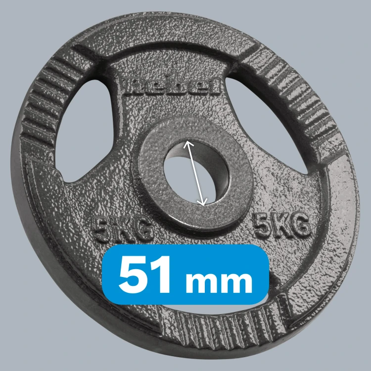 Obciążenie żeliwne olimpijskie zestaw 4x5kg, otwór 51mm, talerz z uchwytami, REBEL ACTIVE RBA-2143-05