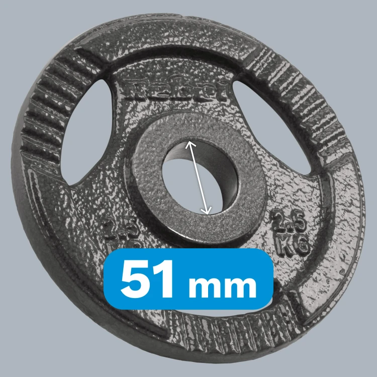 Obciążenie żeliwne olimpijskie zestaw 4x2.5kg, otwór 51mm, talerz z uchwytami, REBEL ACTIVE RBA-2143-02.5