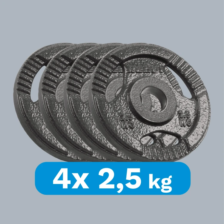 Obciążenie żeliwne olimpijskie zestaw 4x2.5kg, otwór 51mm, talerz z uchwytami, REBEL ACTIVE RBA-2143-02.5