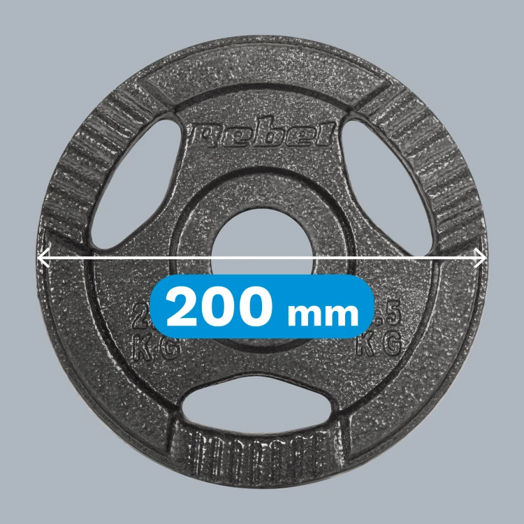 Obciążenie żeliwne olimpijskie zestaw 4x2.5kg, otwór 51mm, talerz z uchwytami, REBEL ACTIVE RBA-2143-02.5