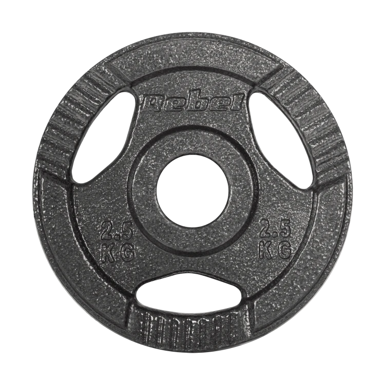 Obciążenie żeliwne olimpijskie zestaw 4x2.5kg, otwór 51mm, talerz z uchwytami, REBEL ACTIVE RBA-2143-02.5