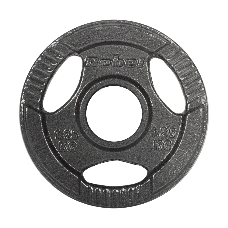 Obciążenie żeliwne olimpijskie zestaw 4x1.25kg, otwór 51mm, talerz z uchwytami, REBEL ACTIVE RBA-2143-01.25